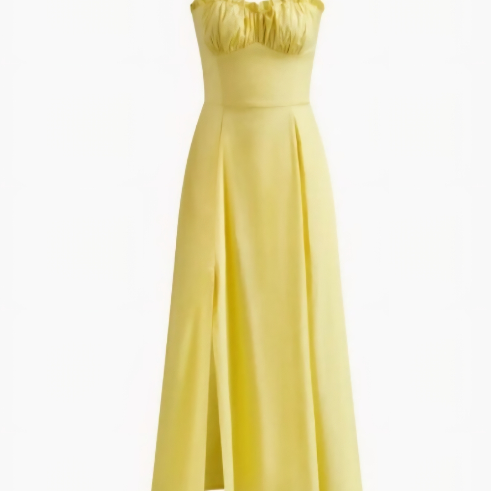 COMMENSE Chic Strapless Yellow Dress